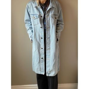 Long denim trench coat